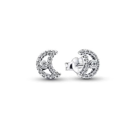Clous d'oreilles femme pandora lune scintillants 294257c01 – boucles d'oreilles tendances