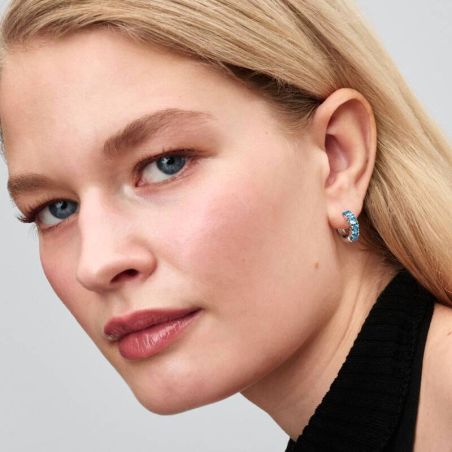 Boucles d'oreilles femme pandora créoles bleu clair 293851c01 – boucles d'oreilles tendances