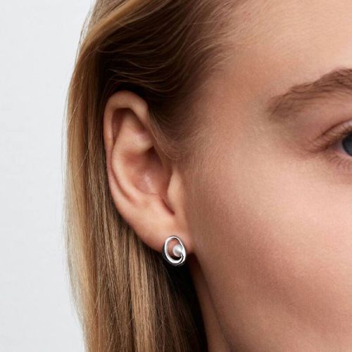 Clous d’Oreilles Femme PANDORA Ovale Organique et Perle de Culture d’Eau Douce Traitée 293295C01