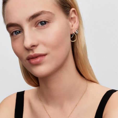 Clous d’oreilles femme pandora ovale organique et perle de culture d’eau douce traitée 293295c01 – boucles d'oreilles tendances