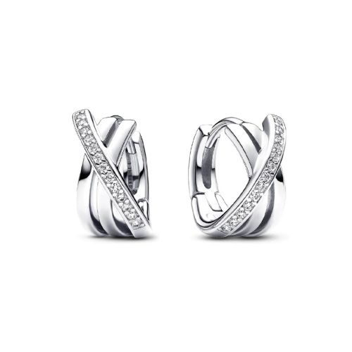 Boucles d'Oreilles Femme PANDORA Créoles Pavé Croisées 293150C01