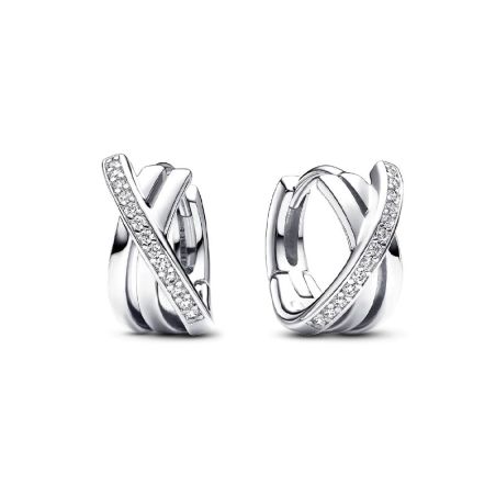 Boucles d'oreilles femme pandora créoles pavé croisées 293150c01 – boucles d'oreilles tendances