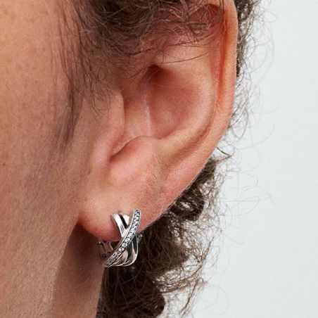 Boucles d'Oreilles Femme PANDORA Créoles Pavé Croisées 293150C01