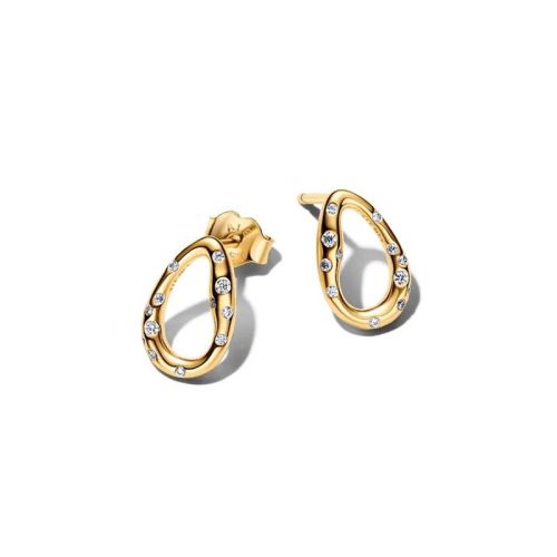 Boucles d'Oreilles Femme PANDORA Clous d'Oreilles Ovale Organique Sertis Dorés 264659C01