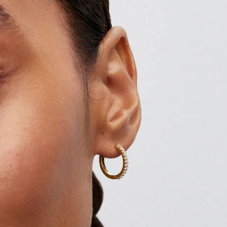 Boucles d'Oreilles Femme PANDORA Mini Créoles Scintillantes Dorées 264649C01