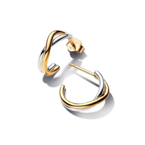 Boucles d'Oreilles Femme PANDORA Créoles Ouvertes Bicolores de Forme Organique 263880C00