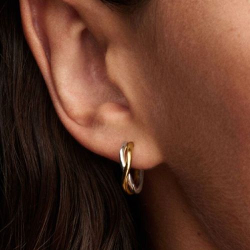Boucles d'Oreilles Femme PANDORA Créoles Ouvertes Bicolores de Forme Organique 263880C00
