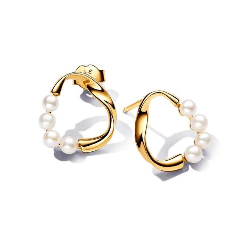 Boucles d'oreilles Femme PANDORA Cercle de Forme Organique & Perles de Culture d'Eau Douce Traitées 263276C01