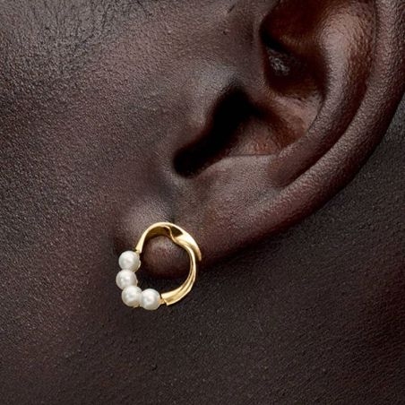 Boucles d'oreilles Femme PANDORA Cercle de Forme Organique & Perles de Culture d'Eau Douce Traitées 263276C01
