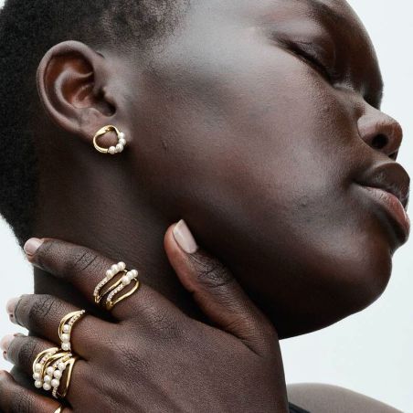Boucles d'oreilles femme pandora cercle de forme organique &amp; perles de culture d'eau douce traitées 263276c01 – boucles d'oreilles tendances