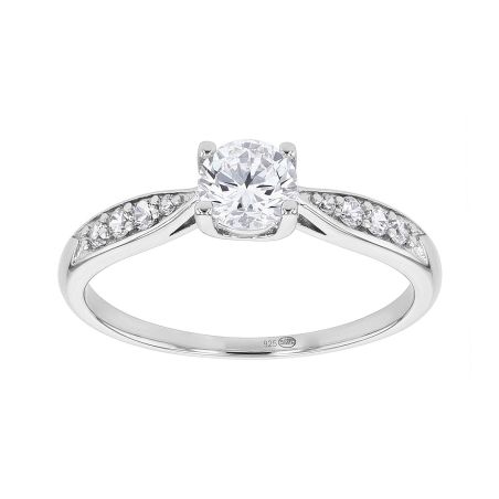 Bague femme solitaire accompagné argent 925/1000 et oxydes edo70100034 – solitaires femme