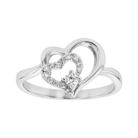 Bague femme cœurs argent 925/1000 et oxydes edo70100061 – solitaires femme