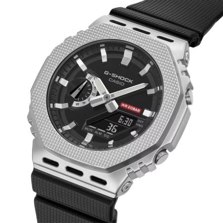 Montre homme casio g-shock casioak lunette métal noire gm-2100m-1aer – montres de sport homme
