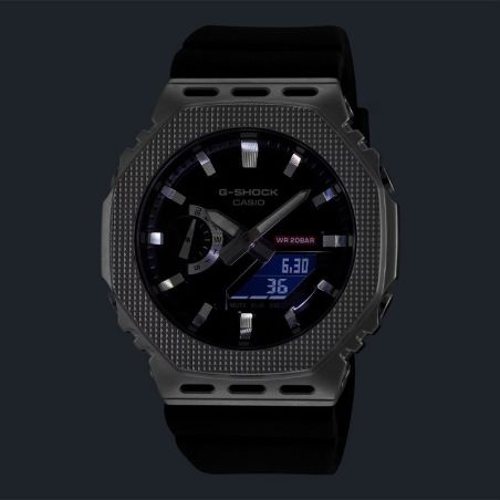 Montre homme casio g-shock casioak lunette métal noire gm-2100m-1aer – montres de sport homme