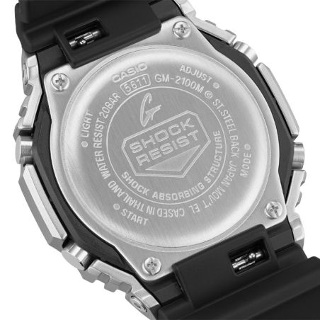 Montre homme casio g-shock casioak lunette métal noire gm-2100m-1aer – montres de sport homme
