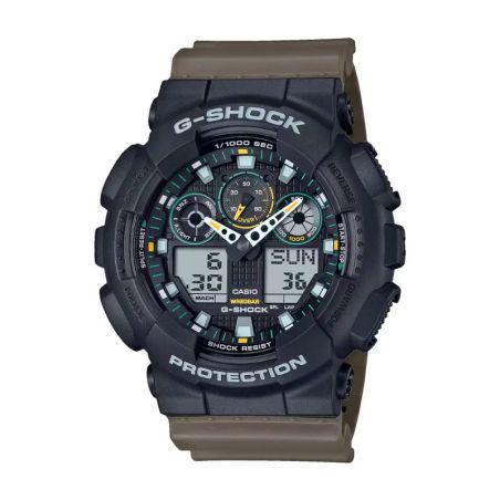 Montre homme casio g-shock ga-100 analogique-digitale grand boîtier ga-100tu-1a3er – montres de sport homme