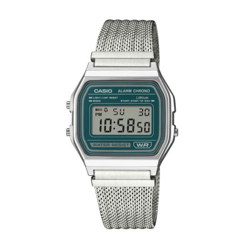 Montre Mixte CASIO Collection Vintage Numérique Maille Métallique Verte A158WEM-3EF