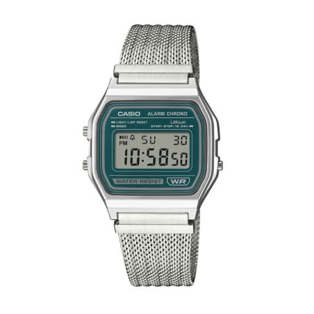 Montre mixte casio collection vintage numérique maille métallique verte a158wem-3ef – montres vintage