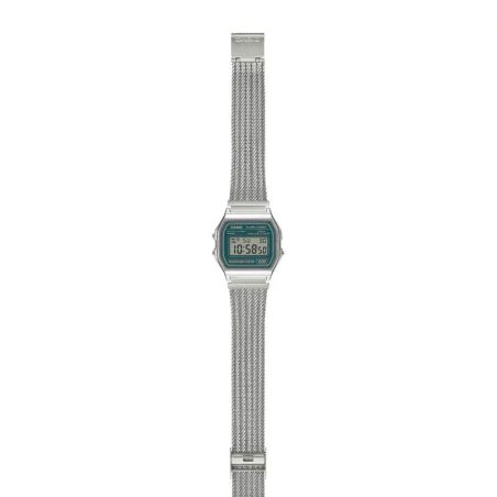 Montre mixte casio collection vintage numérique maille métallique verte a158wem-3ef – montres vintage