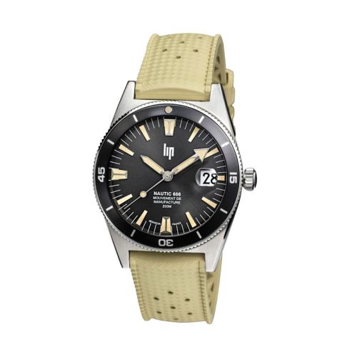 Montre Homme LIP Manufacture Nautic 666 Automatique 200m Élastomère Beige 676054
