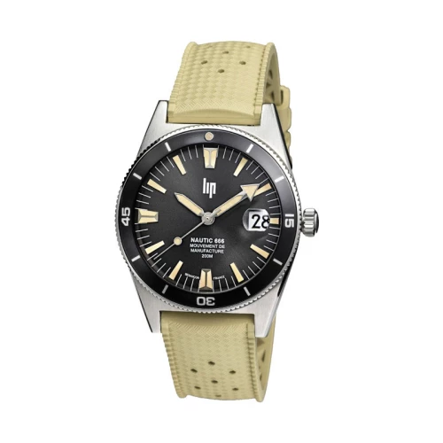 Montre Homme LIP Manufacture Nautic 666 Automatique 200m Élastomère Beige 676054