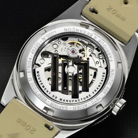 Montre homme lip manufacture nautic 666 automatique 200m élastomère beige 676054 – montres françaises