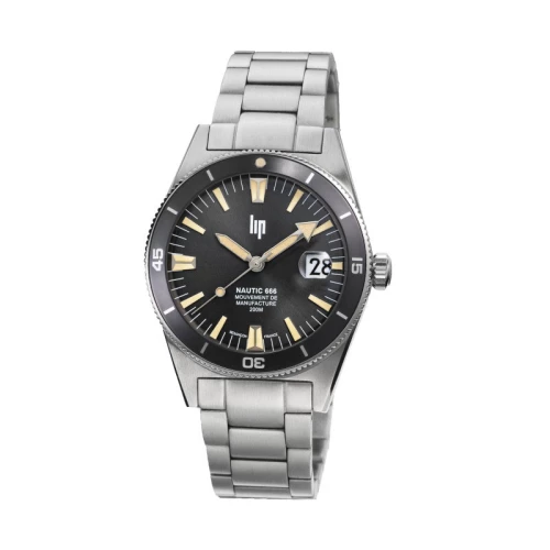 Montre Homme LIP Manufacture Nautic 666 Automatique 200m Acier Cadran Noir 676053