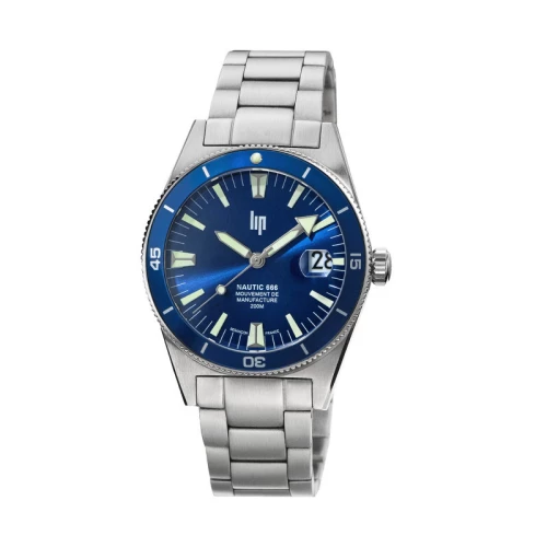 Montre Homme LIP Manufacture Nautic 666 Automatique 200m Acier Cadran Bleu 676052