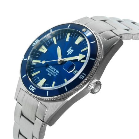 Montre homme lip manufacture nautic 666 automatique 200m acier cadran bleu 676052 – montres françaises