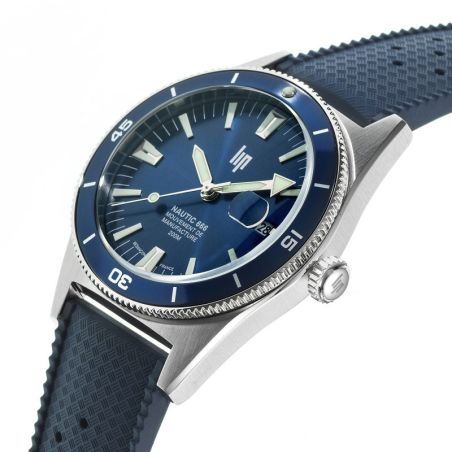 Montre homme lip manufacture nautic 666 automatique 200m élastomère bleu 676051 – montres françaises