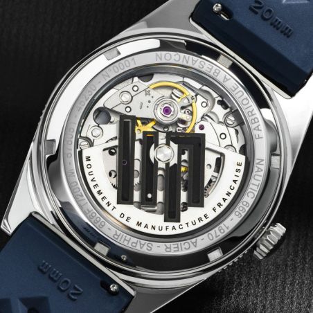 Montre homme lip manufacture nautic 666 automatique 200m élastomère bleu 676051 – montres françaises