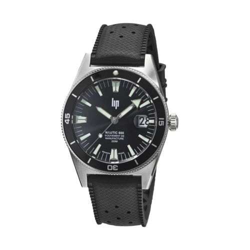 Montre Homme LIP Manufacture Nautic 666 Automatique 200m Élastomère Noir 676050