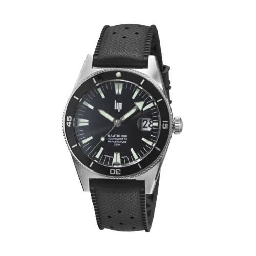 Montre Homme LIP Manufacture Nautic 666 Automatique 200m Élastomère Noir 676050