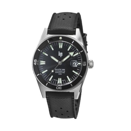 Montre homme lip manufacture nautic 666 automatique 200m élastomère noir 676050 – montres françaises