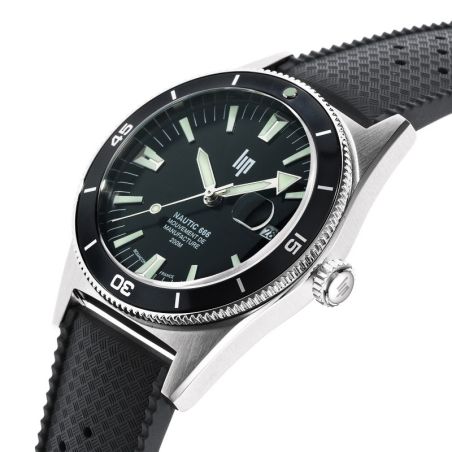Montre homme lip manufacture nautic 666 automatique 200m élastomère noir 676050 – montres françaises