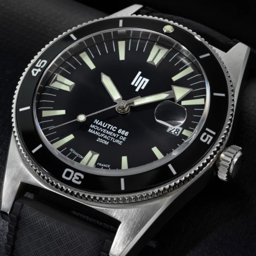 Montre Homme LIP Manufacture Nautic 666 Automatique 200m Élastomère Noir 676050