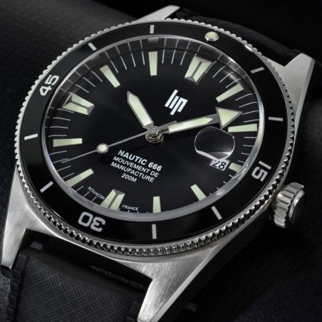 Montre Homme LIP Manufacture Nautic 666 Automatique 200m Élastomère Noir 676050