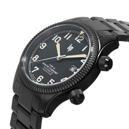 Montre homme lip manufacture type 14 41mm automatique pvd noir acier 676033 – montres françaises