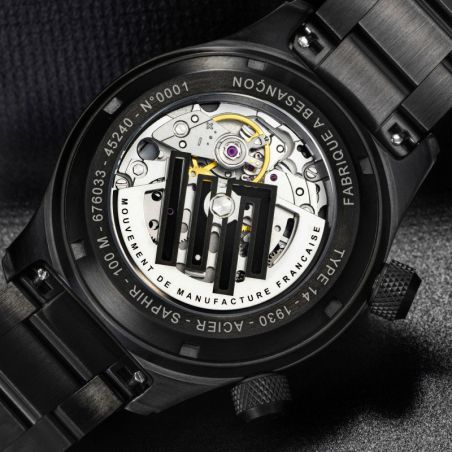 Montre homme lip manufacture type 14 41mm automatique pvd noir acier 676033 – montres françaises