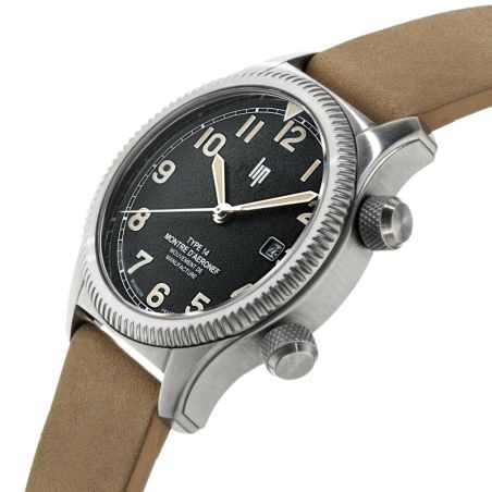 Montre homme lip manufacture type 14 41mm automatique cuir nubuck beige 676030 – montres françaises