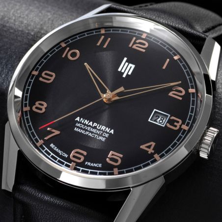 Montre homme lip manufacture annapurna 39mm automatique cadran noir 676010 – montres françaises