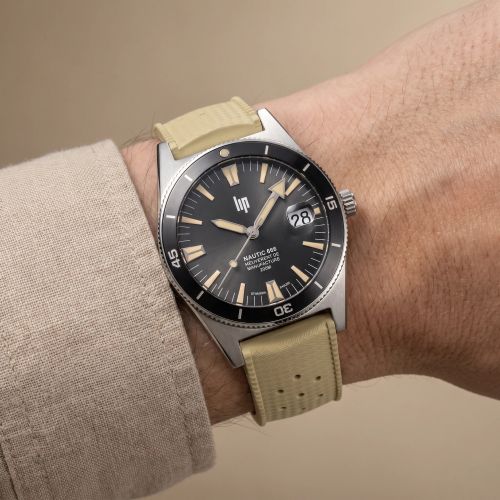 Montre Homme LIP Manufacture Nautic 666 Automatique 200m Élastomère Beige 676054