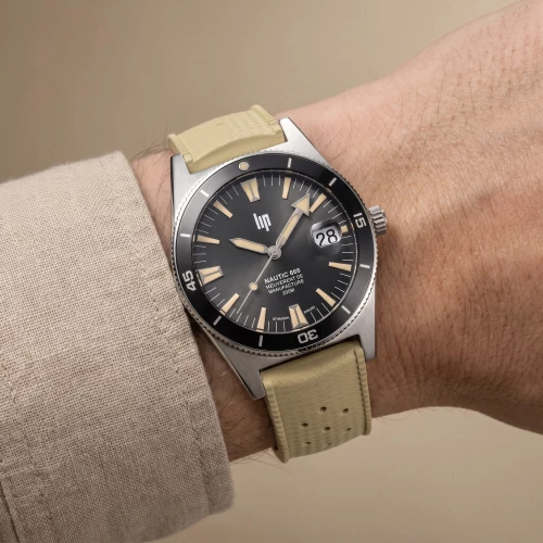 Montre Homme LIP Manufacture Nautic 666 Automatique 200m Élastomère Beige 676054