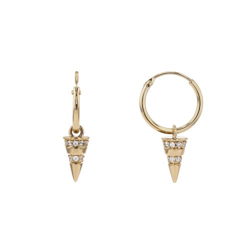 Boucles d'Oreilles Femme Créoles Empierrées PLAQUE OR Jaune et Oxydes