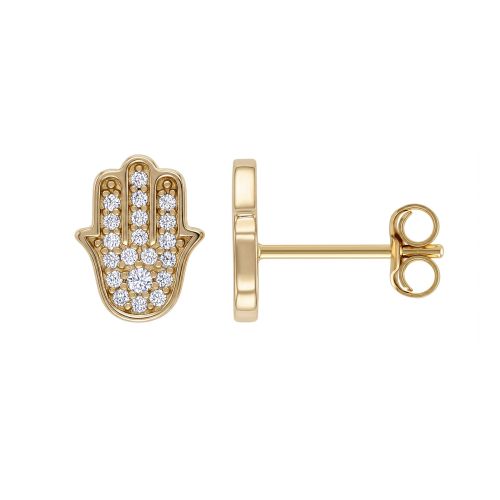 Boucles d'oreilles femme puces main de fatma PLAQUE OR et oxydes