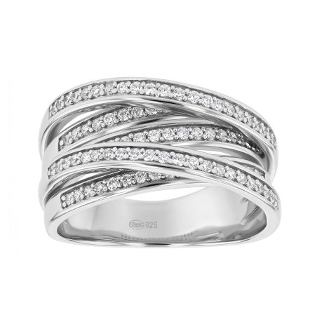 Bague femme entrelacée argent 925/1000 et oxydes edo70100191 – toutes nos bagues femme