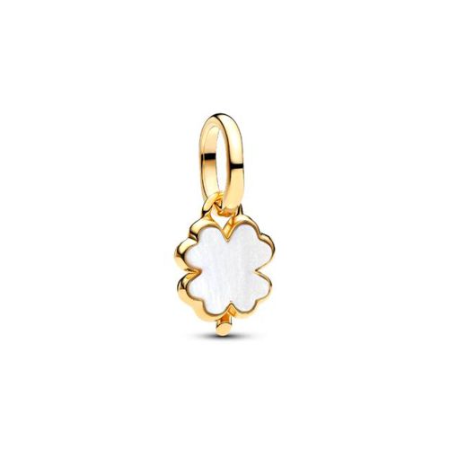 Charm Femme PANDORA Pendant Trèfle à Quatre Feuilles Blanc Doré 764564C01