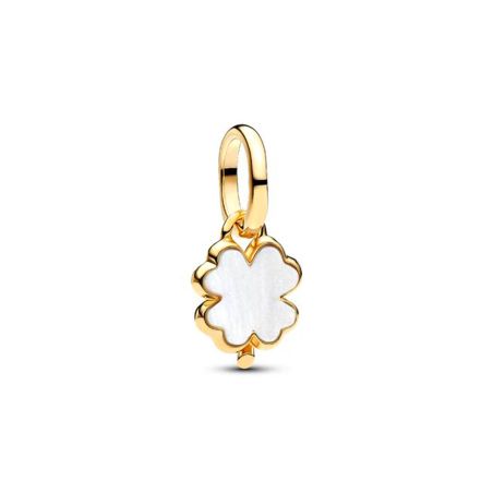 Charm femme pandora pendant trèfle à quatre feuilles blanc doré 764564c01 – charms