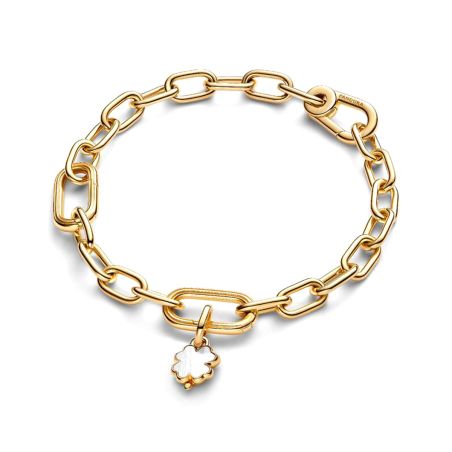 Charm femme pandora pendant trèfle à quatre feuilles blanc doré 764564c01 – charms