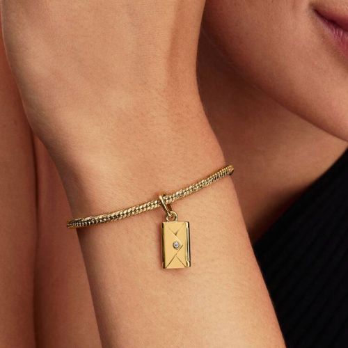 Charm Femme PANDORA Pendant Enveloppe Ouvrable Gravable Dorée 764421C01